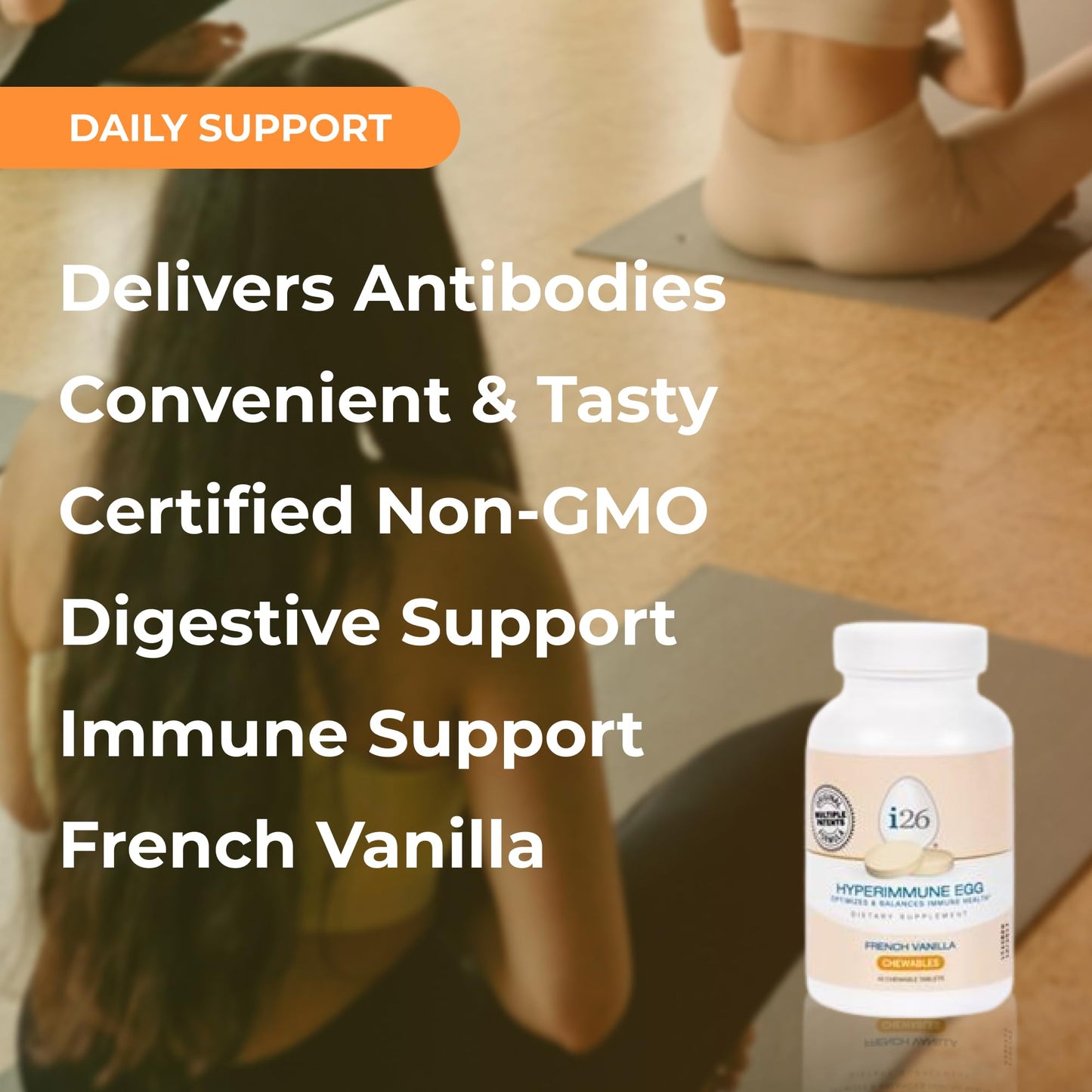 Youngevity i26 Hyperimmune Egg IgY Max French Vanilla Chewable 45 Tablets