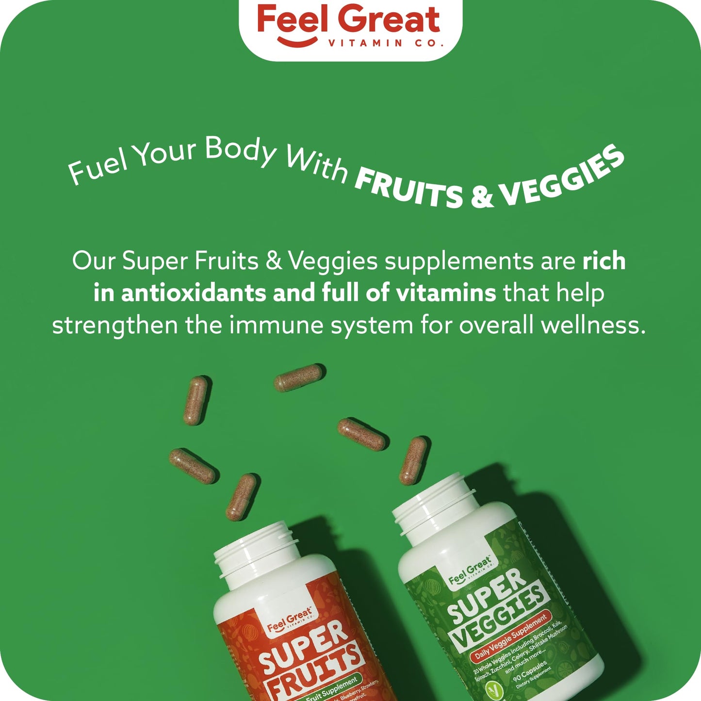 The Feel Great Vitamin Company Feel Great Fruit and Vegetable Supplements Capsules 90 Count