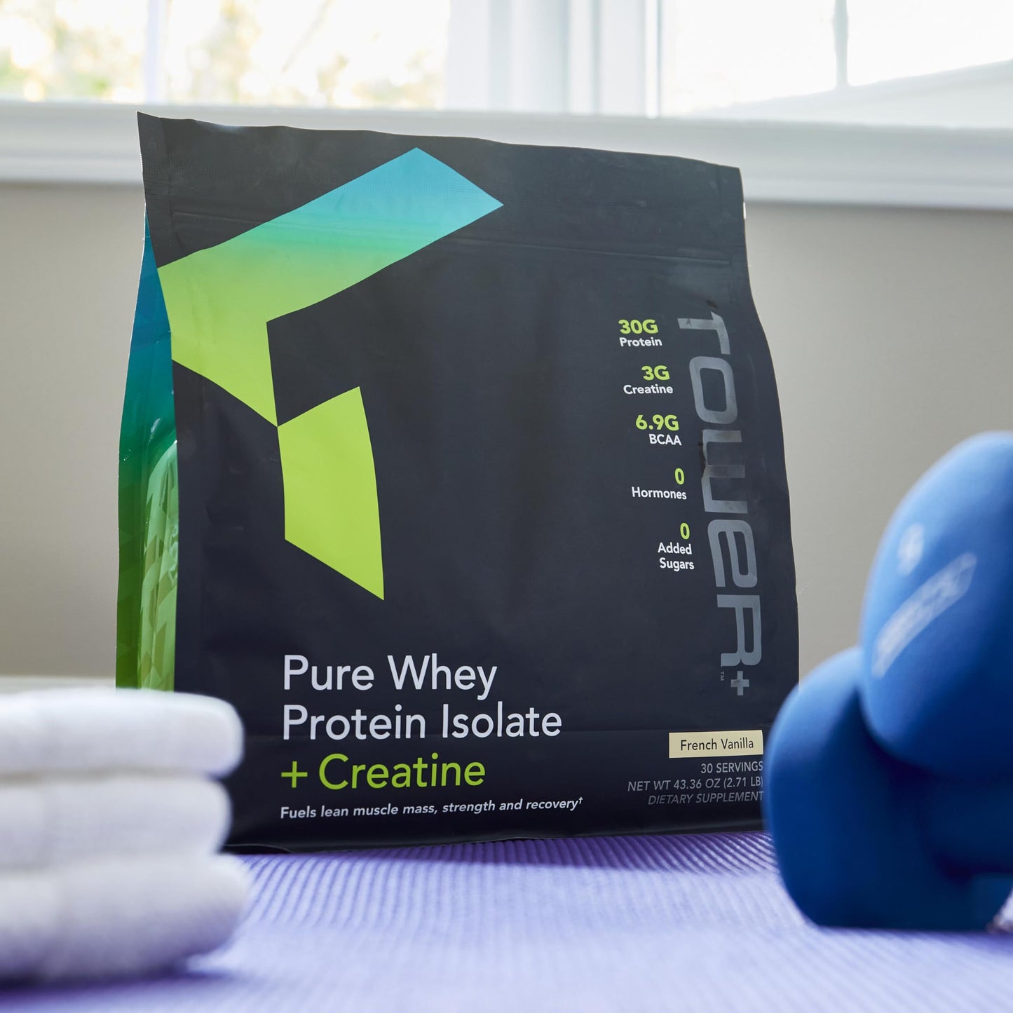 Market America Tower+ Pure Whey Protein Isolate Powder with Creatine, 30 Servings