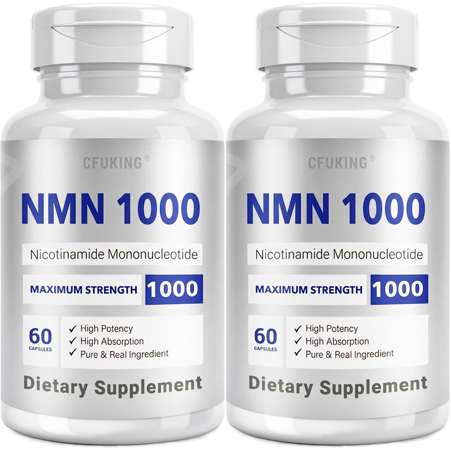 CFUKING NMN 1000mg Per Serving Maximum Strength 99% Pure NMN Stabilized Capsules 120 Capsules