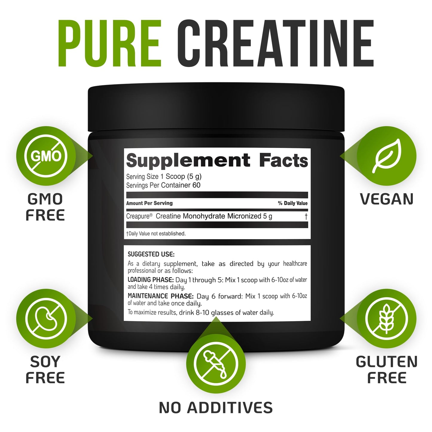 VITRUALS Creapure Creatine Monohydrate Powder 10.58 oz