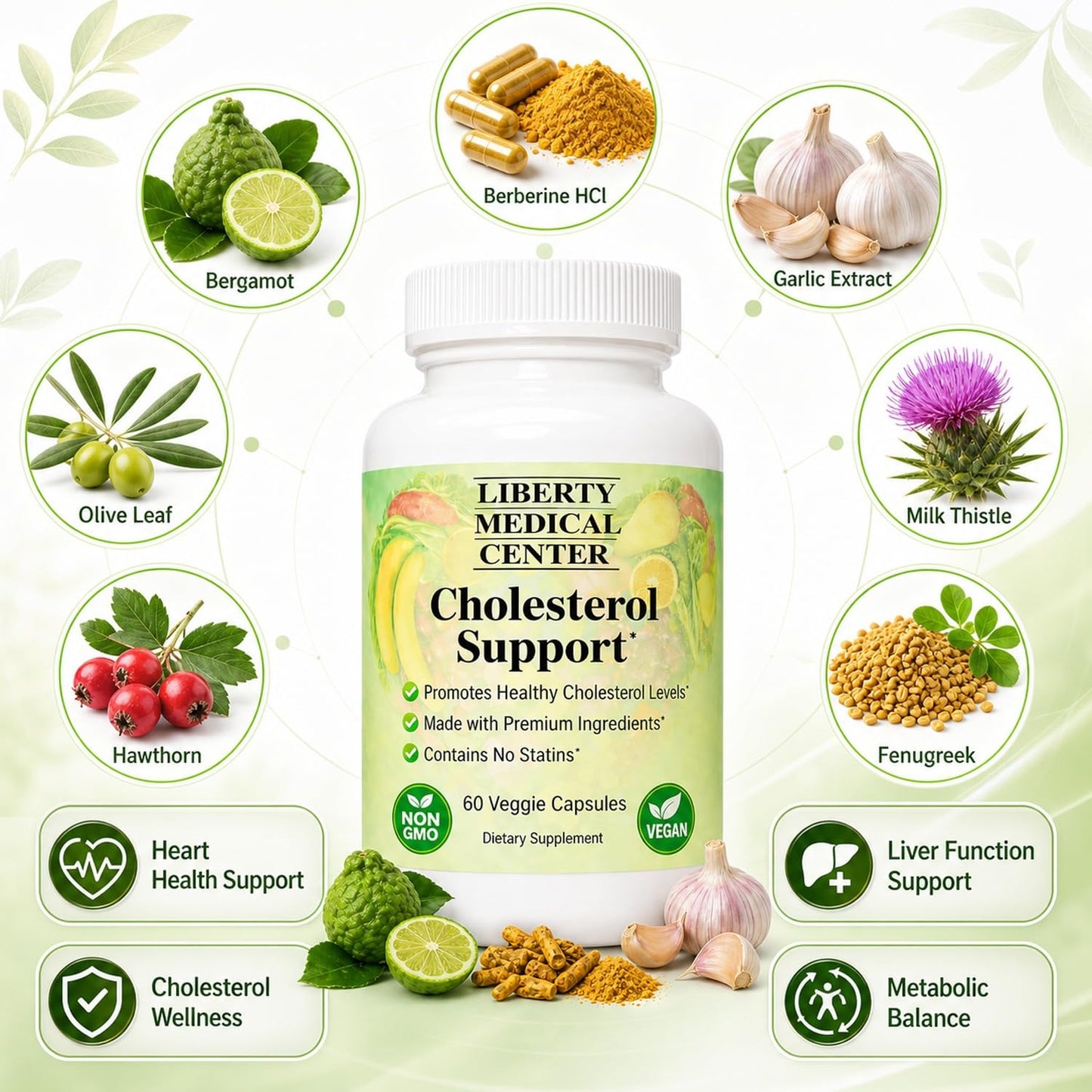 Liberty Medical Center Cholesterol Support Supplement 60 Capsules