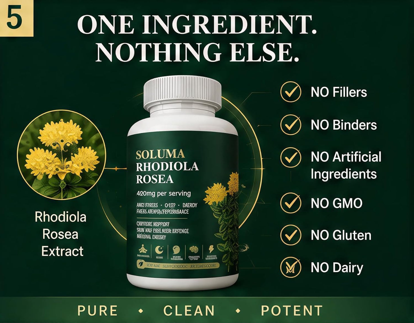 Soluma Rhodiola Rosea Rhodiola Rosea Supplement Capsule 60 Count