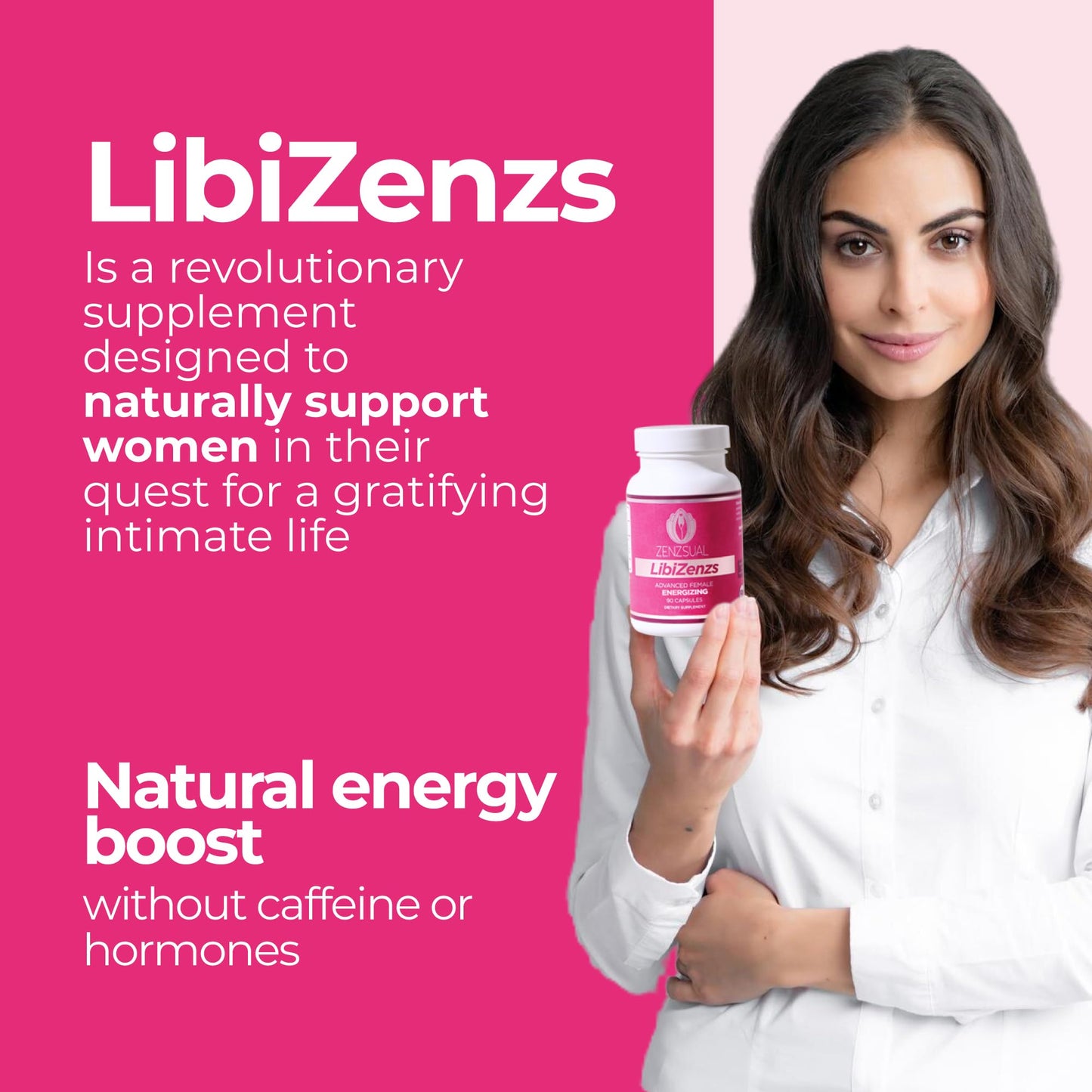 ZENZSUAL Libizenzs Plant-Based Energy Support Supplement for Women – Caffeine-Free with Maca Root, Ashwagandha & Ginseng – Supports Daily Stamina, Focus & Well-Being – 90 Vegan Capsules