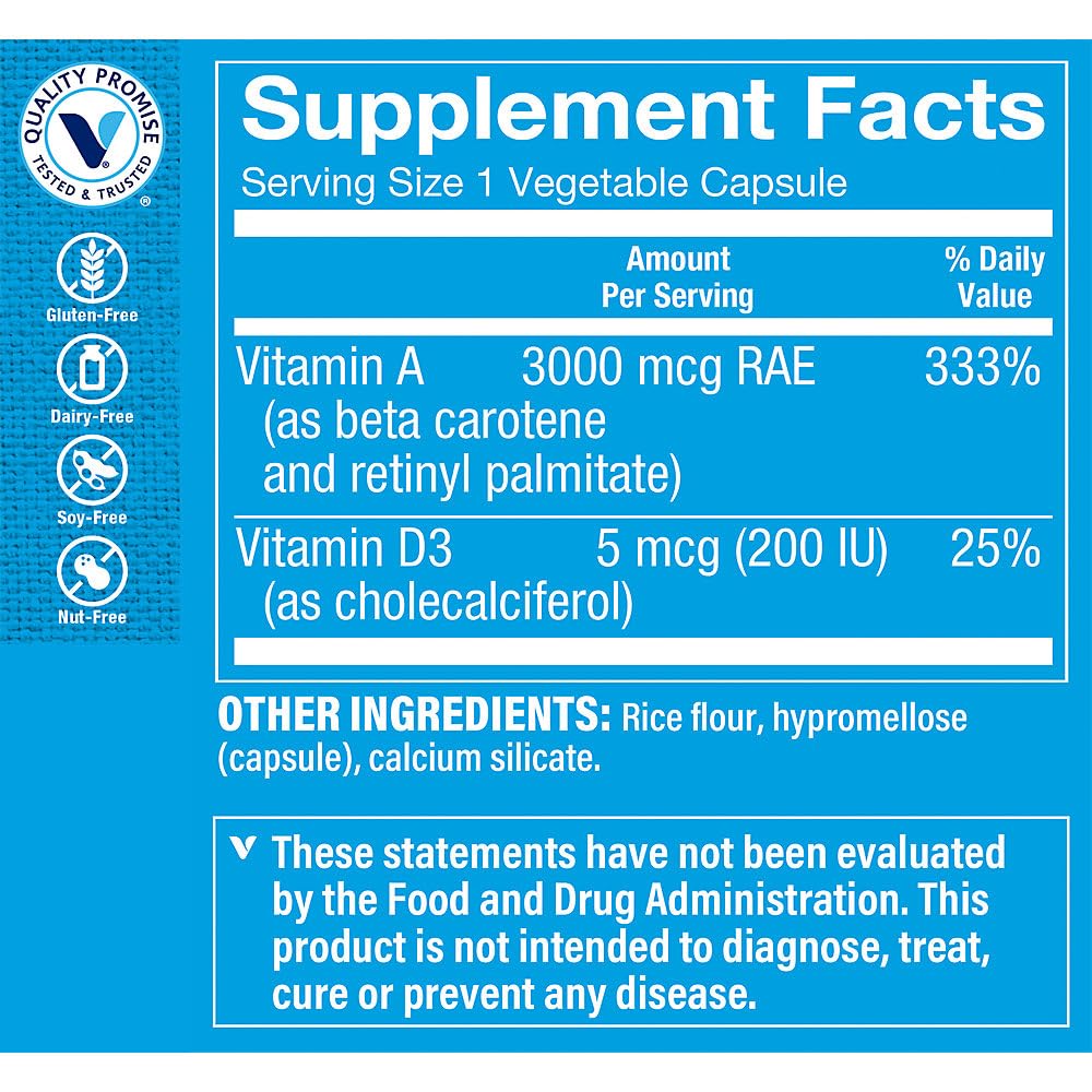 The Vitamin Shoppe Vitamin A & D Non-Oily Immune & Vision Support Antioxidant Formula, 100 Capsules
