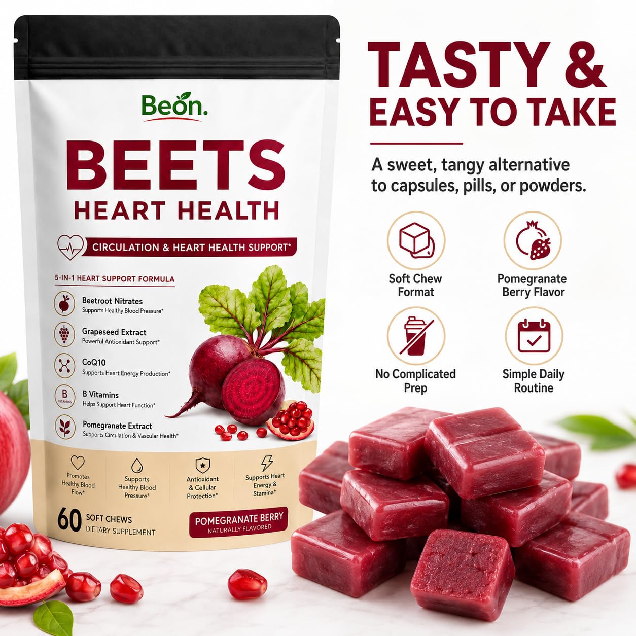 Amvora Beon Beet Chews Gummies, 1 Count