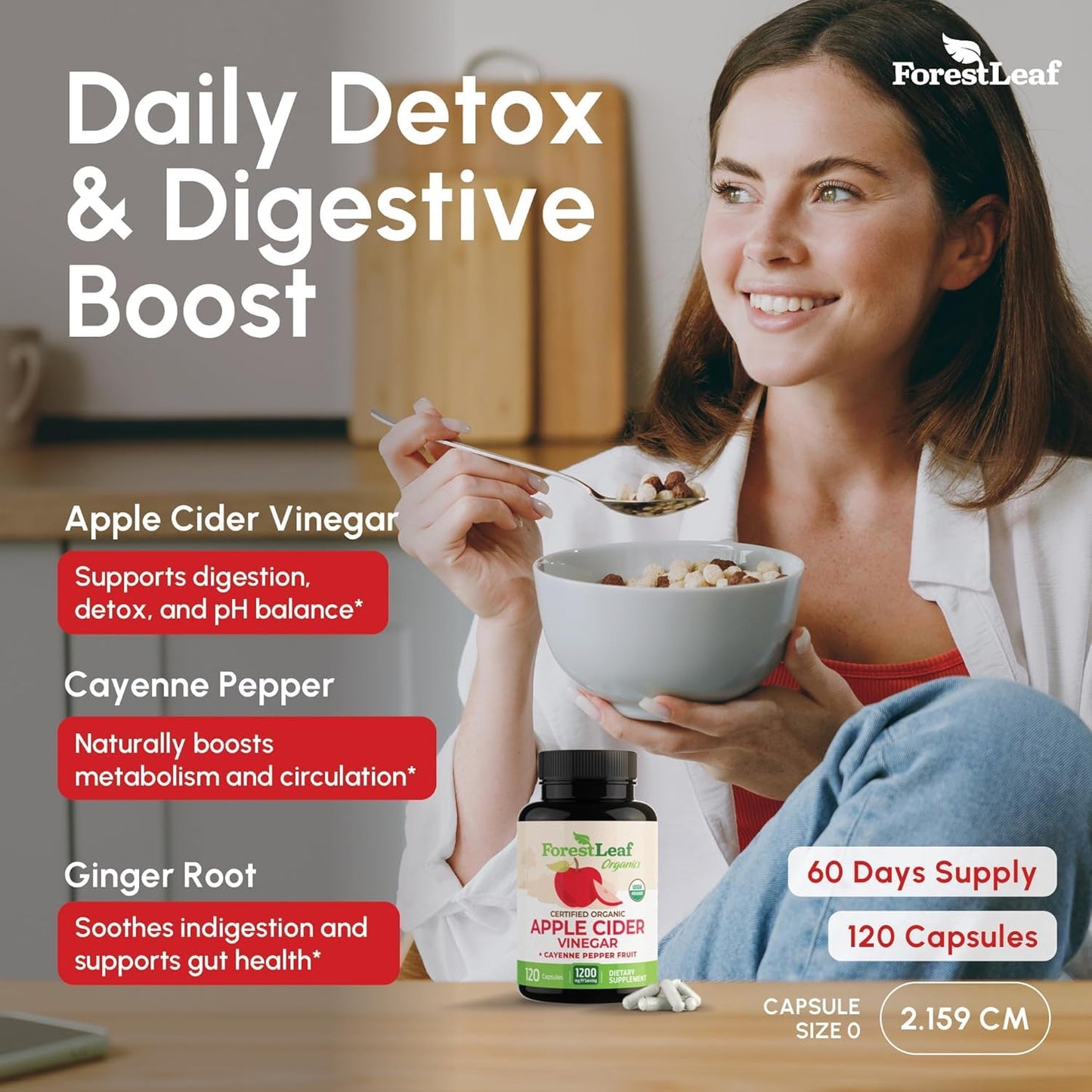 ForestLeaf Apple Cider Vinegar Capsules with Mother, 240 Capsules