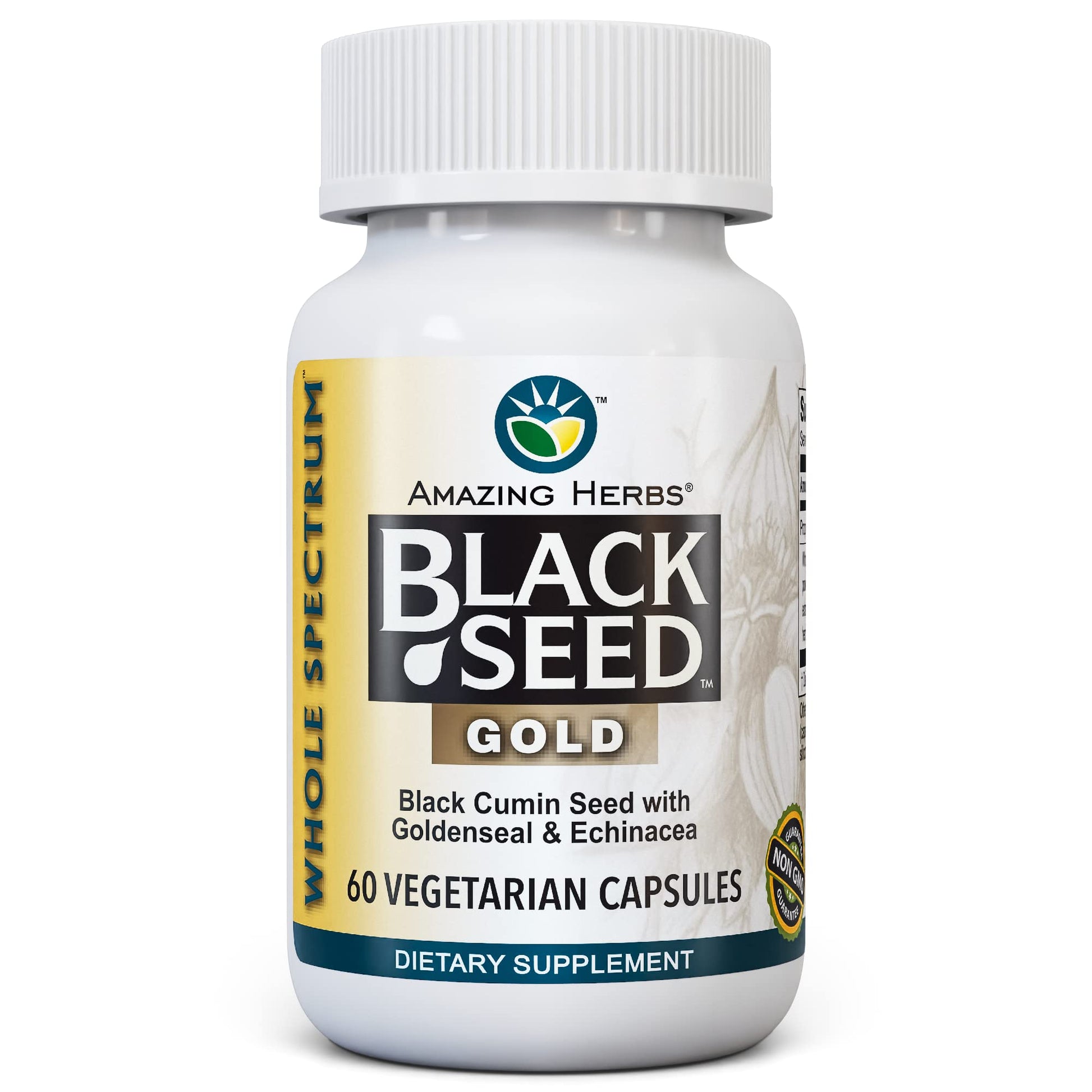 Amazing Herbs Whole Spectrum Black Seed Gold Black Cumin Seed Capsule, 60 Count