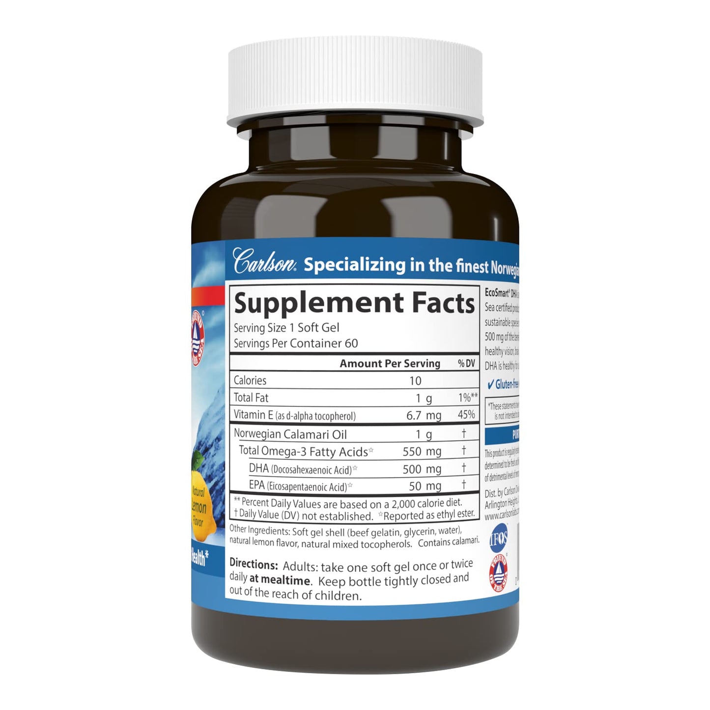 Carlson EcoSmart DHA 500 Softgels 60