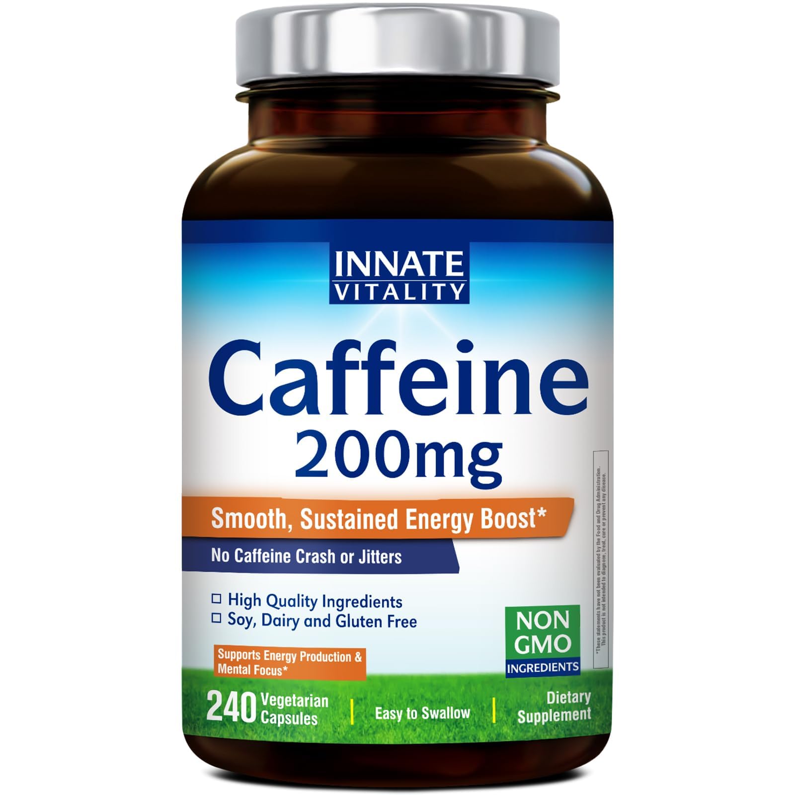 Innate Vitality Caffeine 200 mg Capsules, 240 Count