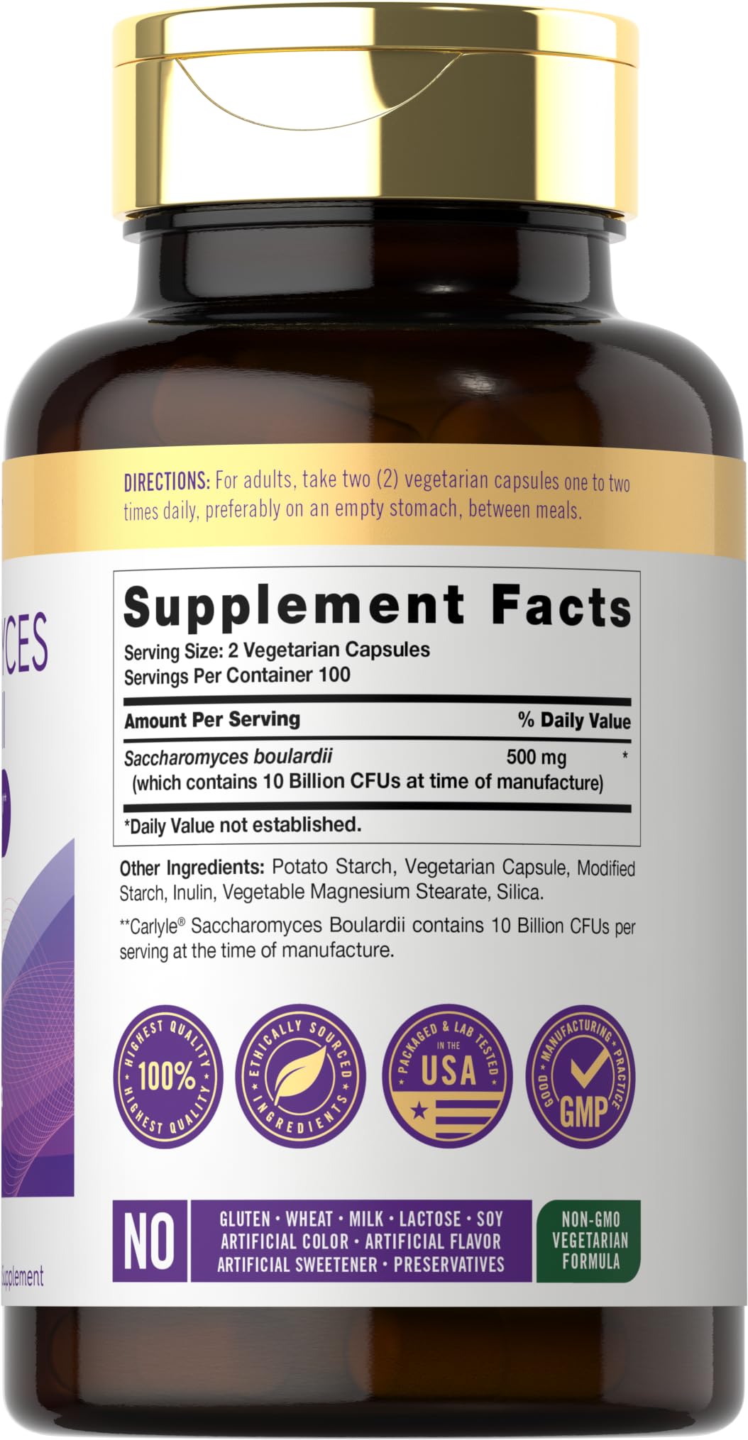 Carlyle Saccharomyces Boulardii Probiotics & Prebiotics 10 Billion CFUs Capsules 200