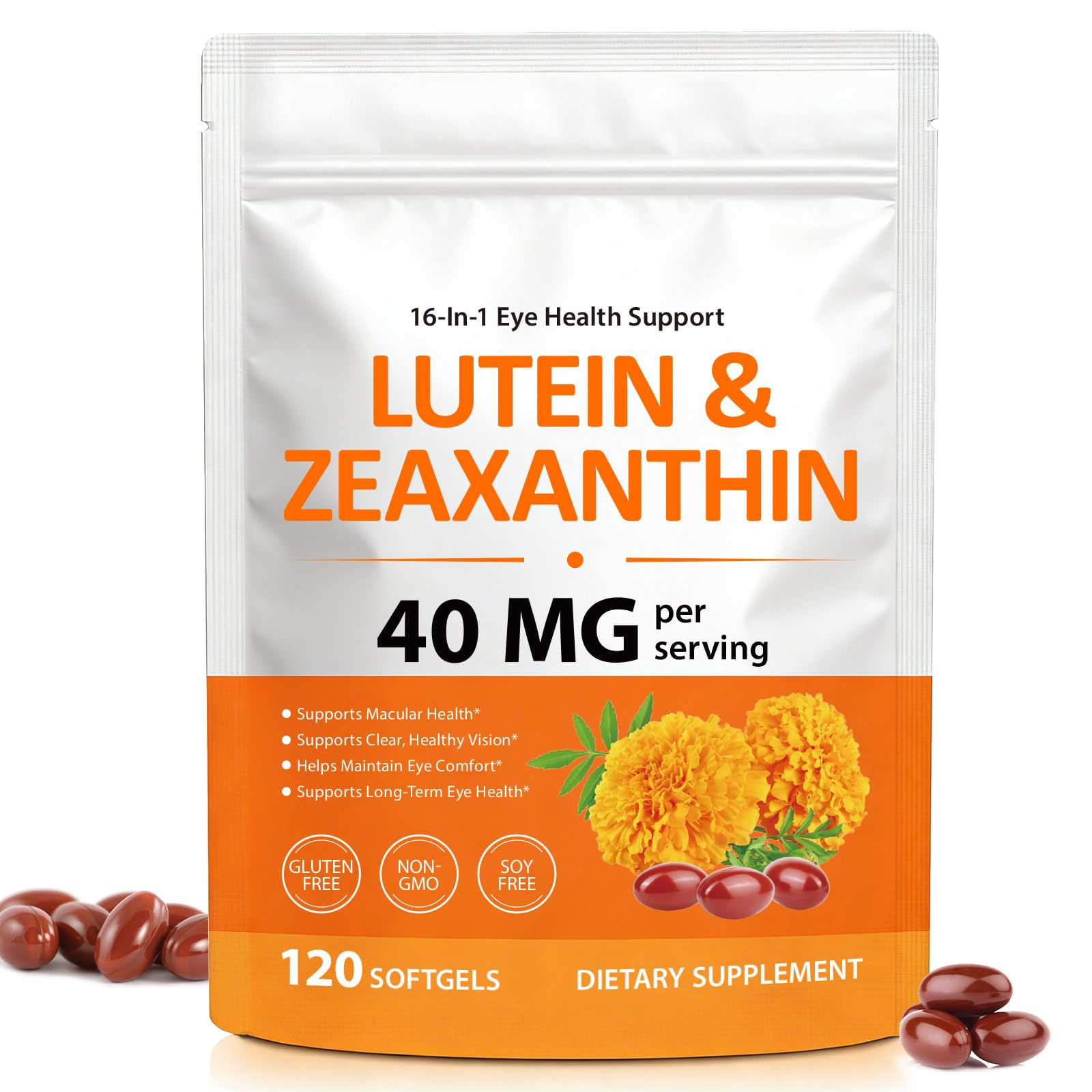 XQDCICQU Premium Lutein 40mg with Zeaxanthin 8mg Capsule, 120 Count
