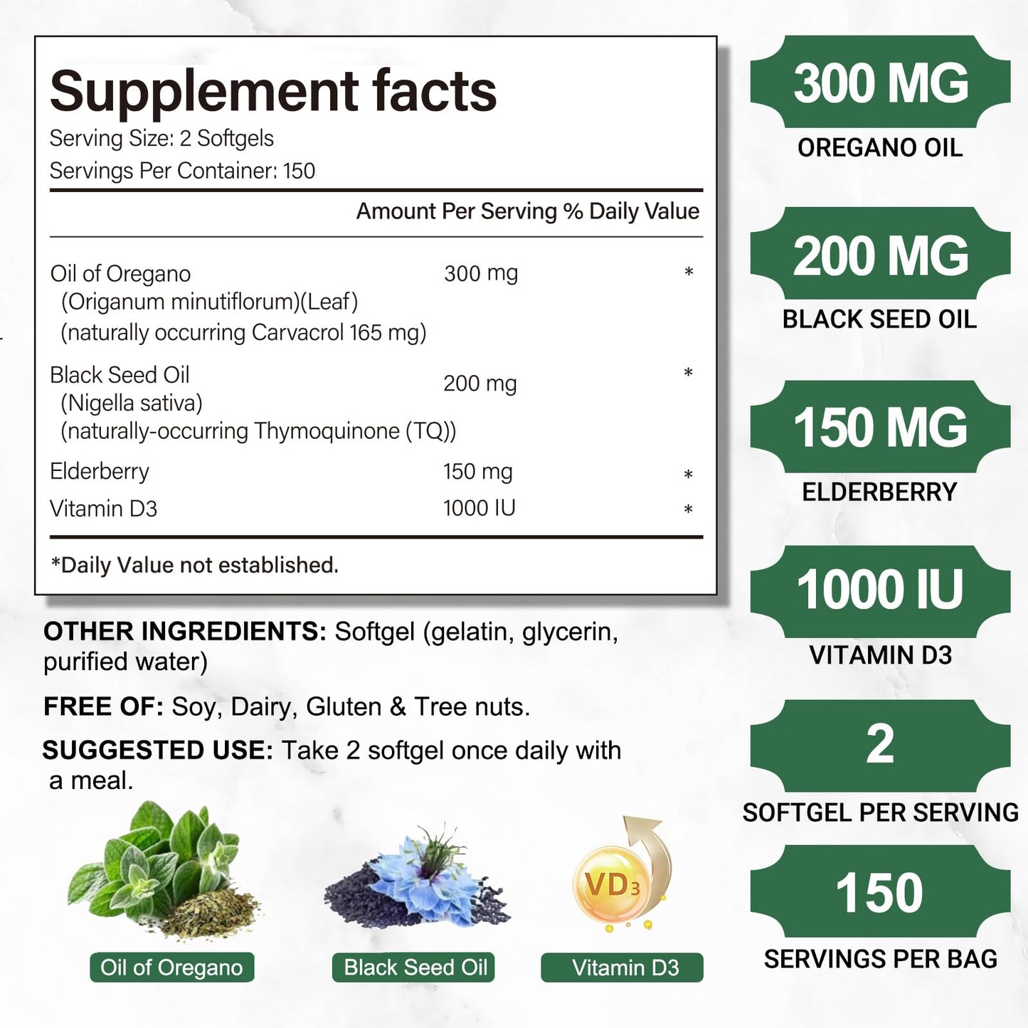 Obill NuTrance Oil of Oregano with Black Seed Oil Softgels, 600 Count