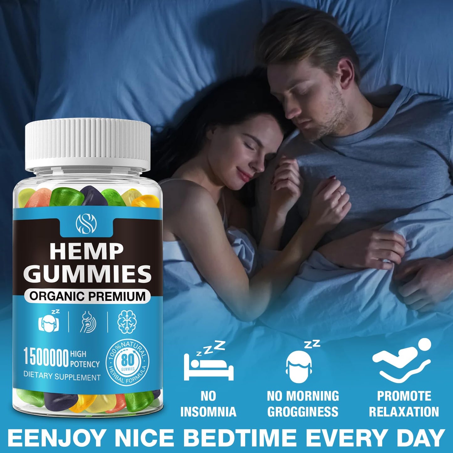 SUOOCH Hemp Gummies - Pure Extra Strength Organic Hemp Oil Extract, Gummy, 80 Count