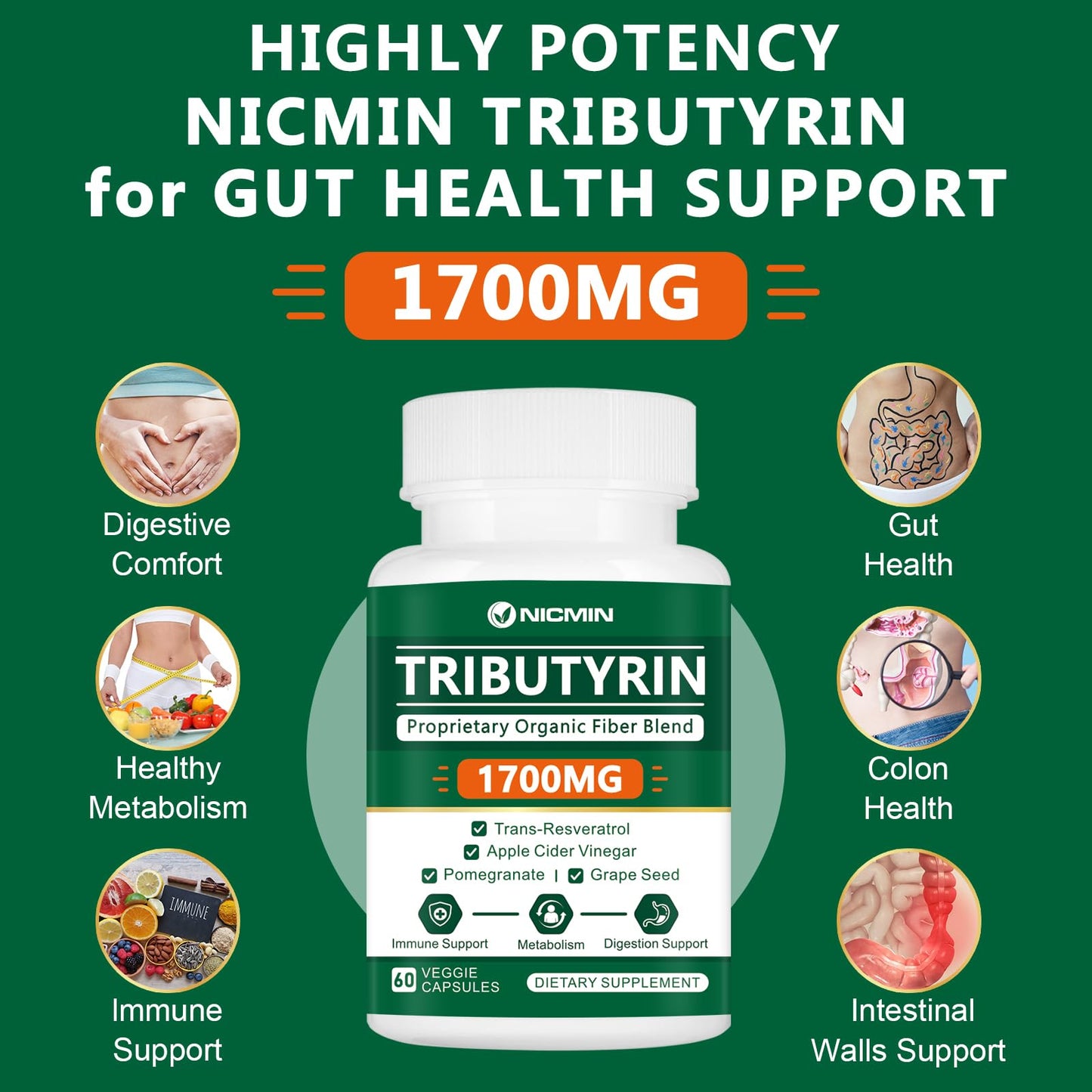 NICMIN Tributyrin Supplement Capsule 60 Count