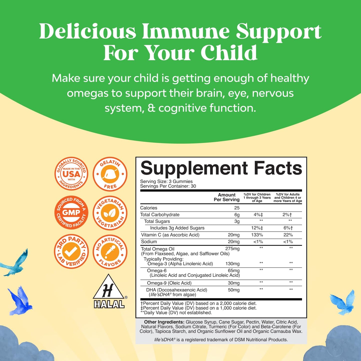 Natures Craft Kids DHA Omega-3 Gummies, 90 Count