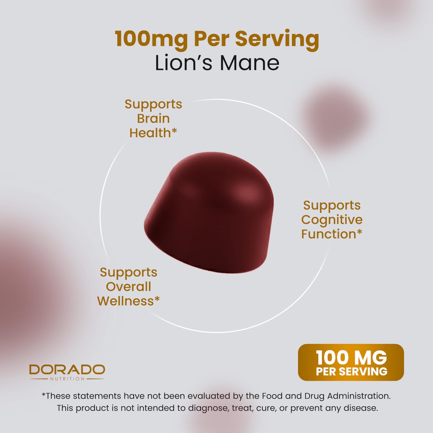 DORADO NUTRITION Lions Mane Mushroom Gummies 60 Count