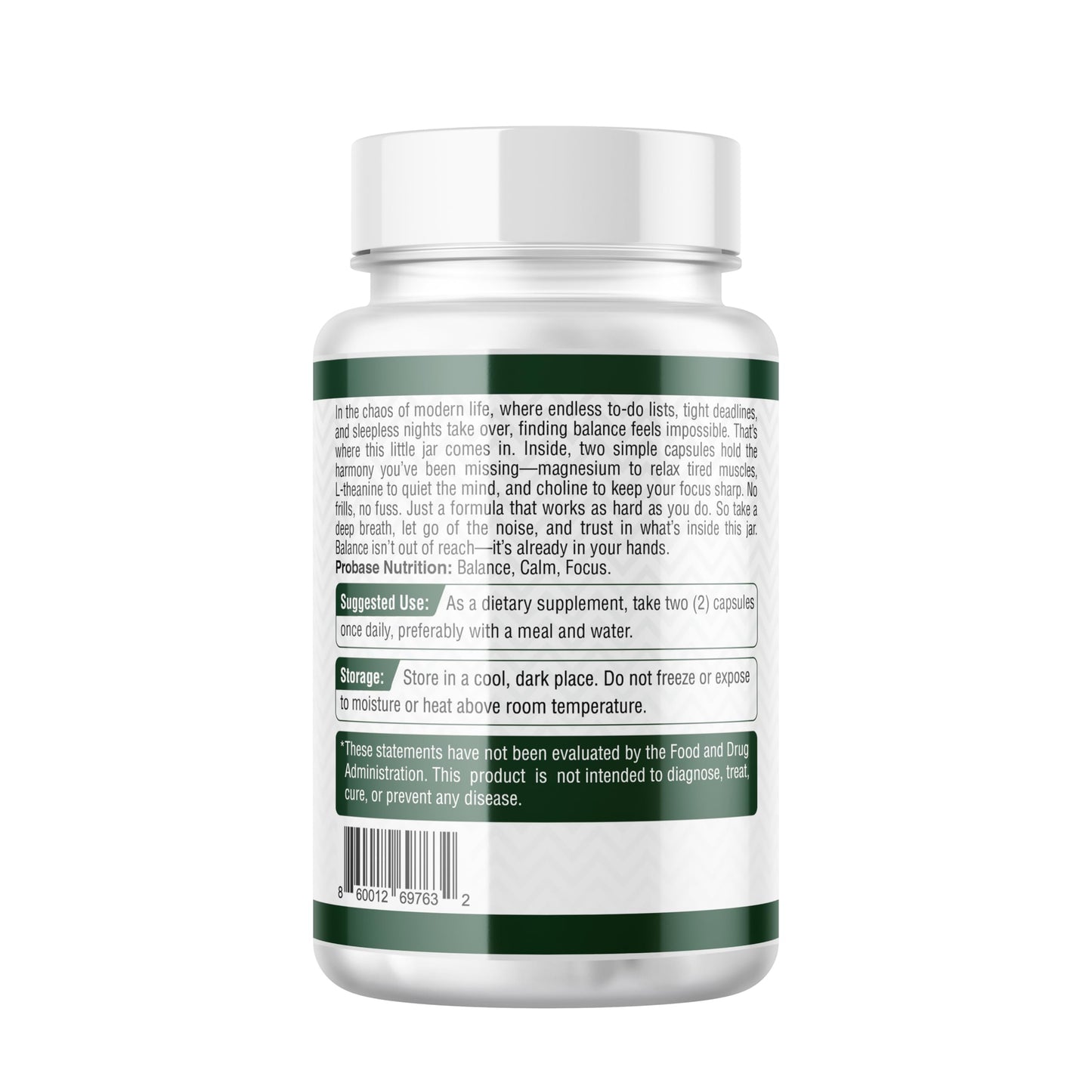 Probase Nutrition Magnesium Complex Plus with Glycinate, Malate, L-Theanine and Choline 60 Capsules