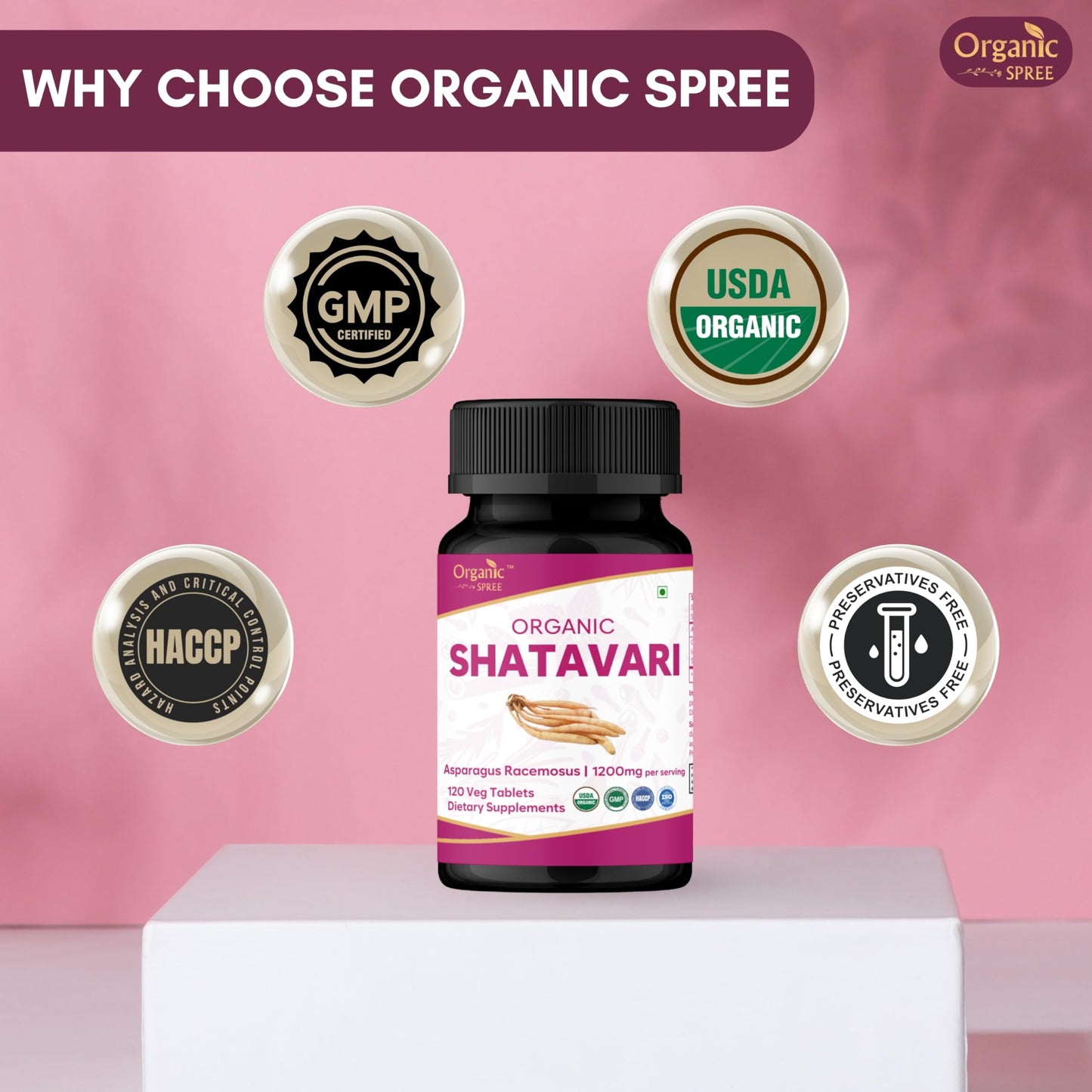 ORGANIC SPREE Shatavari Tablet 240 Count