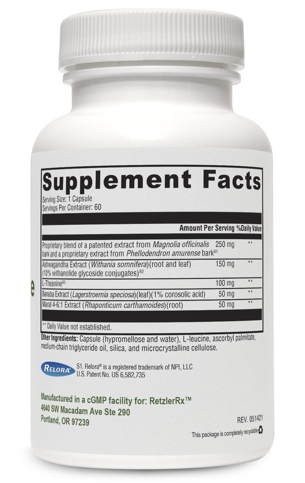 HormoneSynergy Stress Resolve by Dr. RetzlerRx 60 Capsules