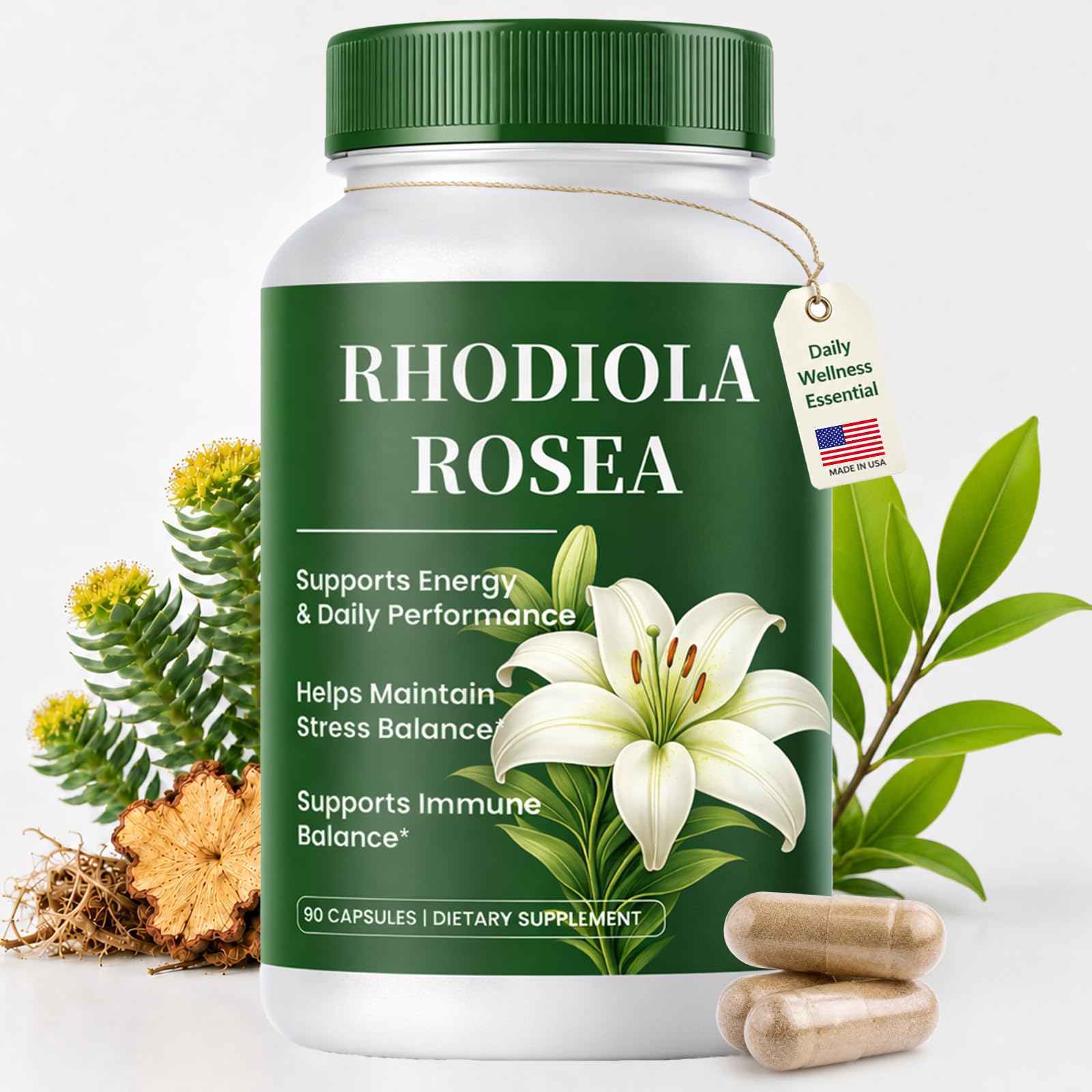 FIYY6VC Rhodiola Rosea Supplement Capsules, 90 Count