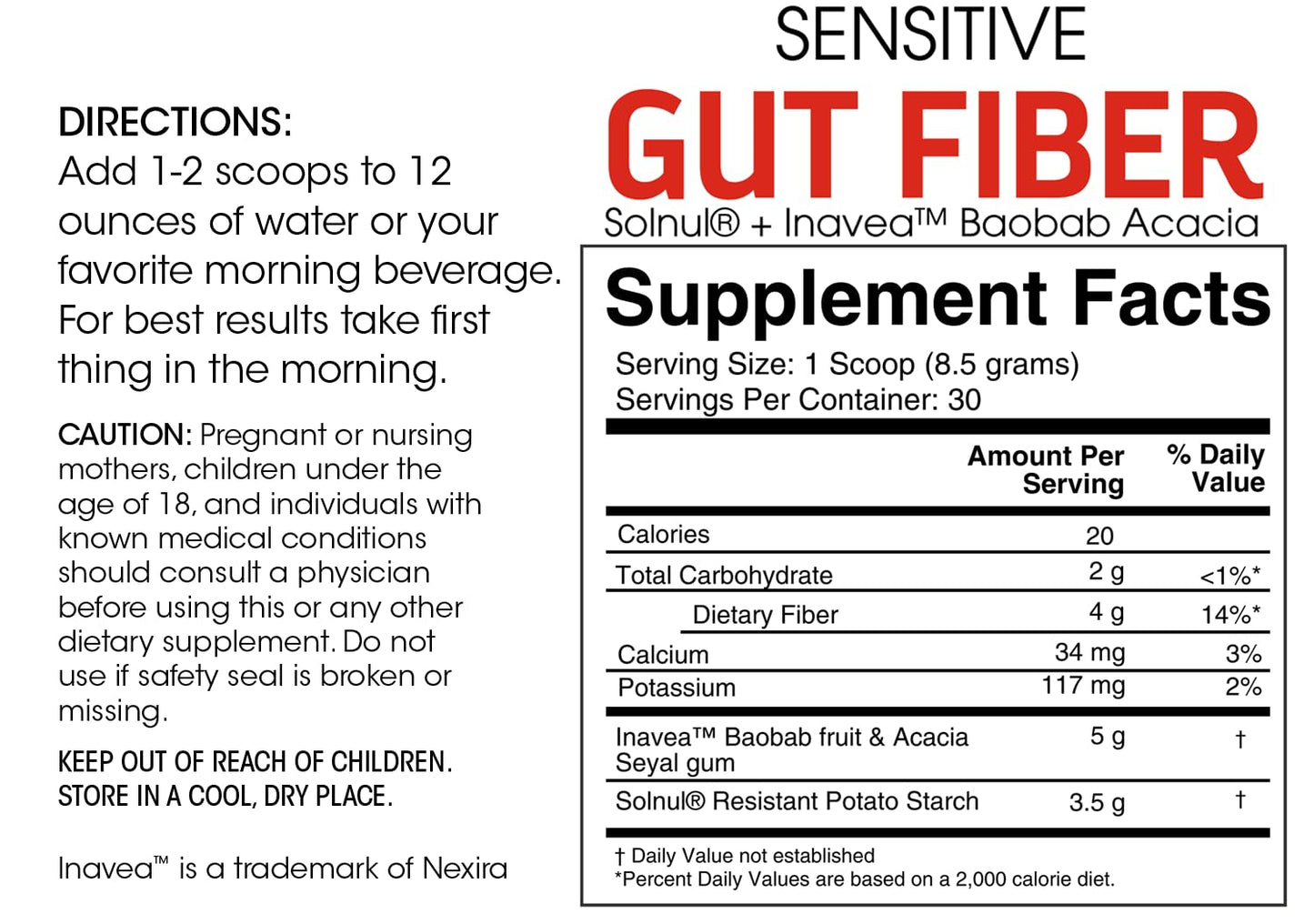 Silver Fern Sensitive Gut Fiber Supplement Powder 8 oz