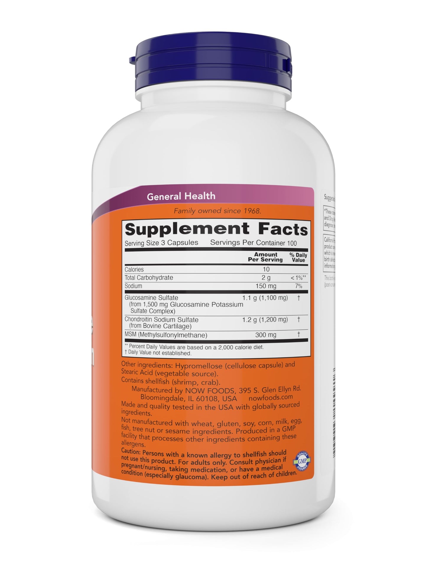 NOW Foods Glucosamine & Chondroitin with MSM Capsules, 600 Capsules