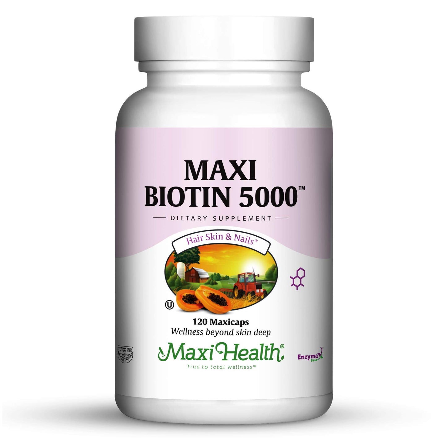 Maxi Health Biotin 5000 mcg Hair, Skin and Nails Vitamins for Women & Men – Vitamin B7 Supplement for Hair Growth, Strong Nails & Healthy Skin – Kosher, Doctor Formulated – 120 Capsules