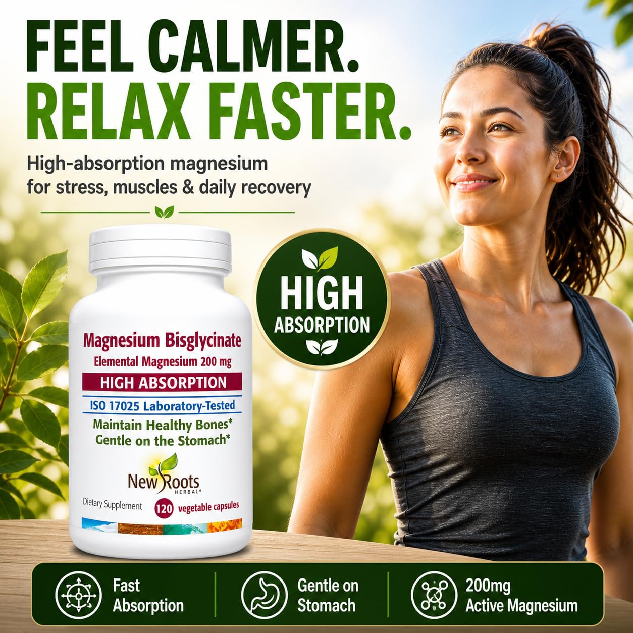 NEW ROOTS HERBAL Magnesium Bisglycinate Capsule 120 Count