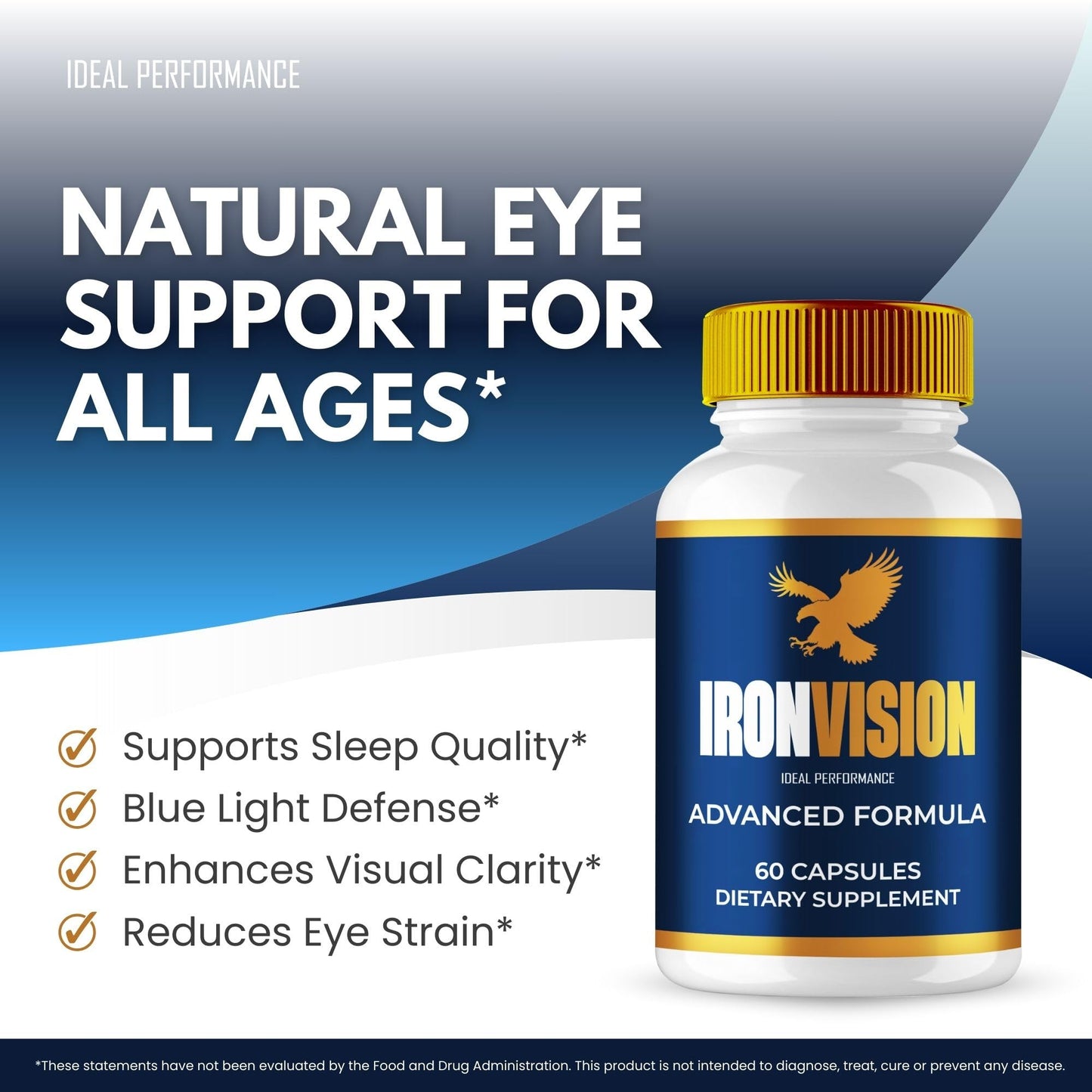 IDEAL PERFORMANCE Iron Vision Eye Supplement Capsules 180 Count