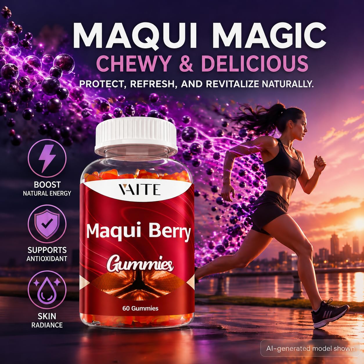 VAITE Maqui Berry Gummies 500mg, 60 Gummies