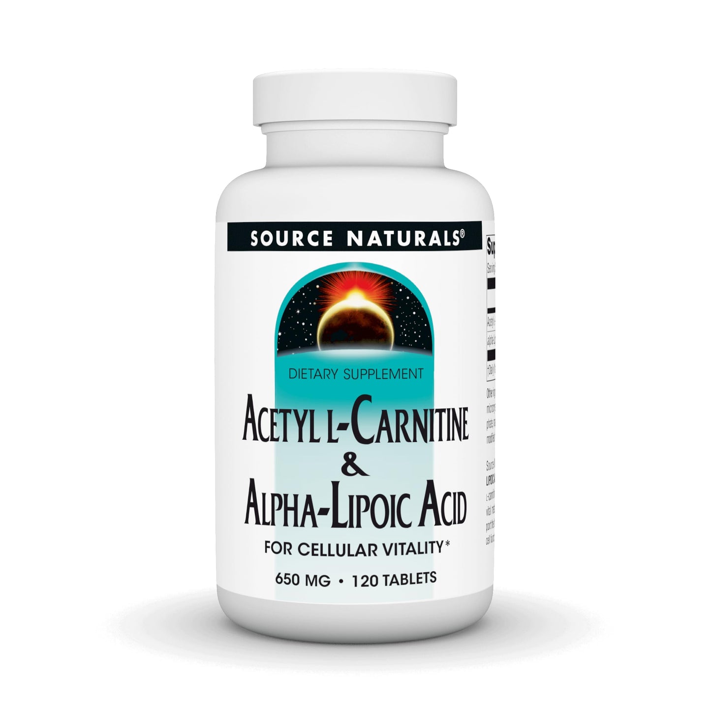 Source Naturals Acetyl L-Carnitine & Alpha-Lipoic Acid 650mg, 120 Tablets