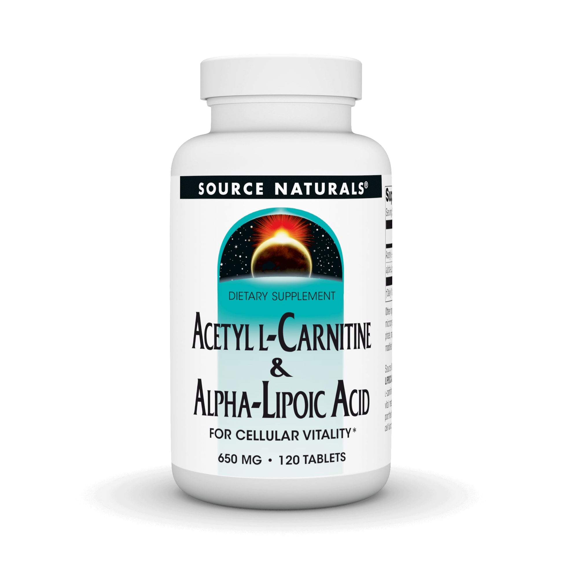 Source Naturals Acetyl L-Carnitine & Alpha-Lipoic Acid 650mg, 120 Tablets