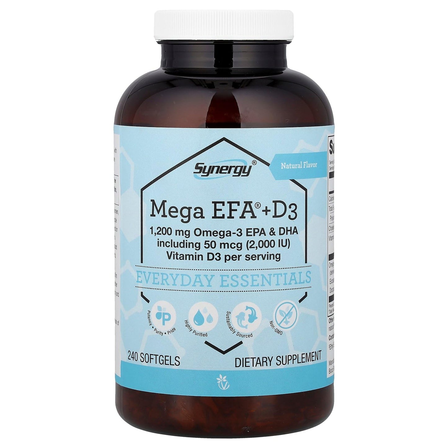 Vitacost Brand Synergy Mega EFA + D3 Softgels 240