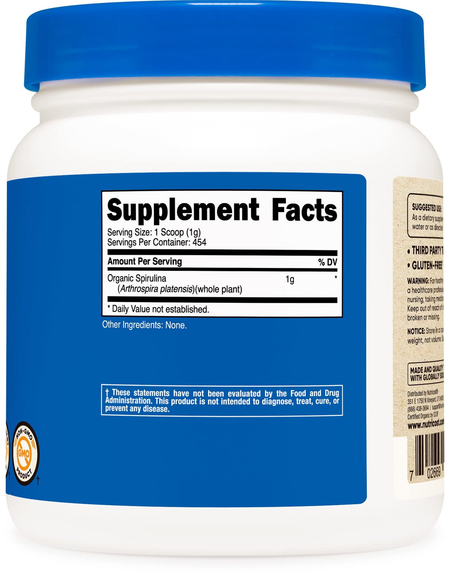Nutricost Organic Spirulina Powder 48 Count