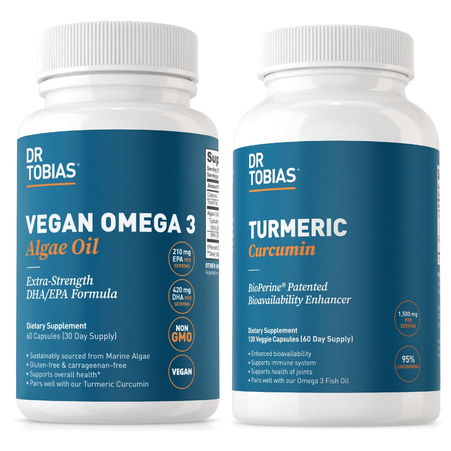Dr. Tobias Omega 3 Algae Oil Turmeric Curcumin Powder