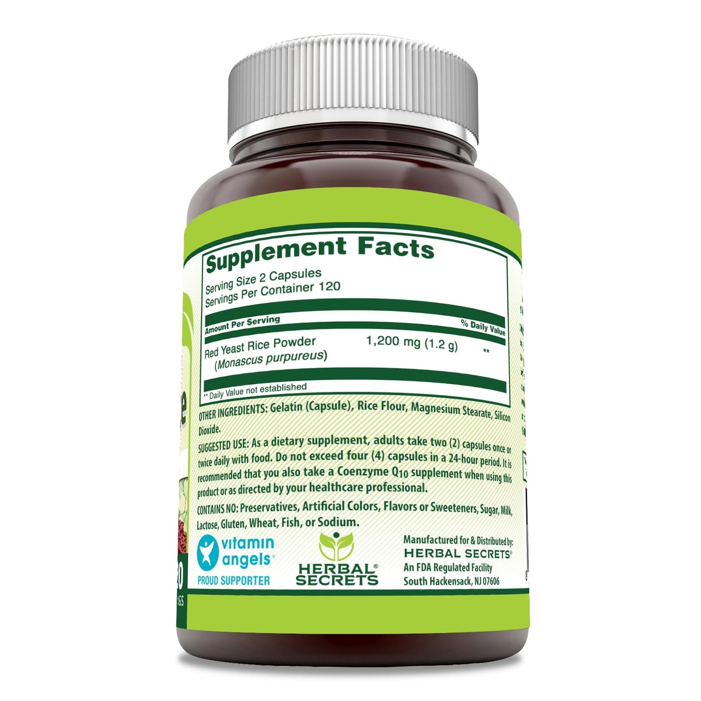 Herbal Secrets Red Yeast Rice 1200 Mg per Serving, 240 Veggie Capsules
