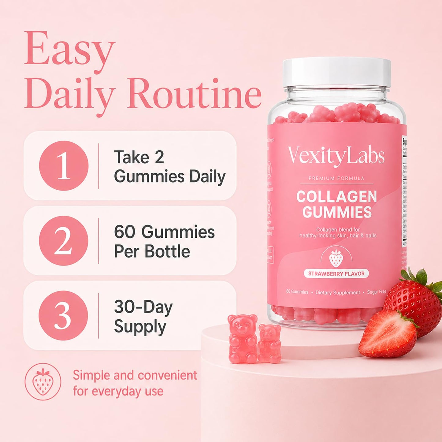 QUZOYU Vexity Labs Collagen Gummies 60 Count