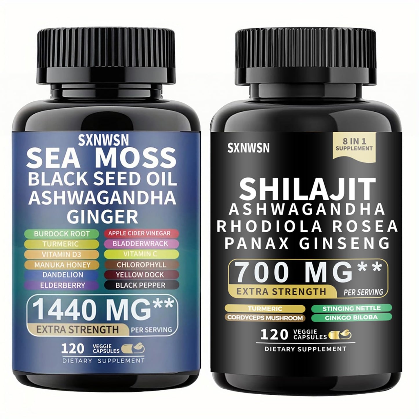 SXNWSN Shilajit Complex + Sea Moss Complex Set 240 Capsules