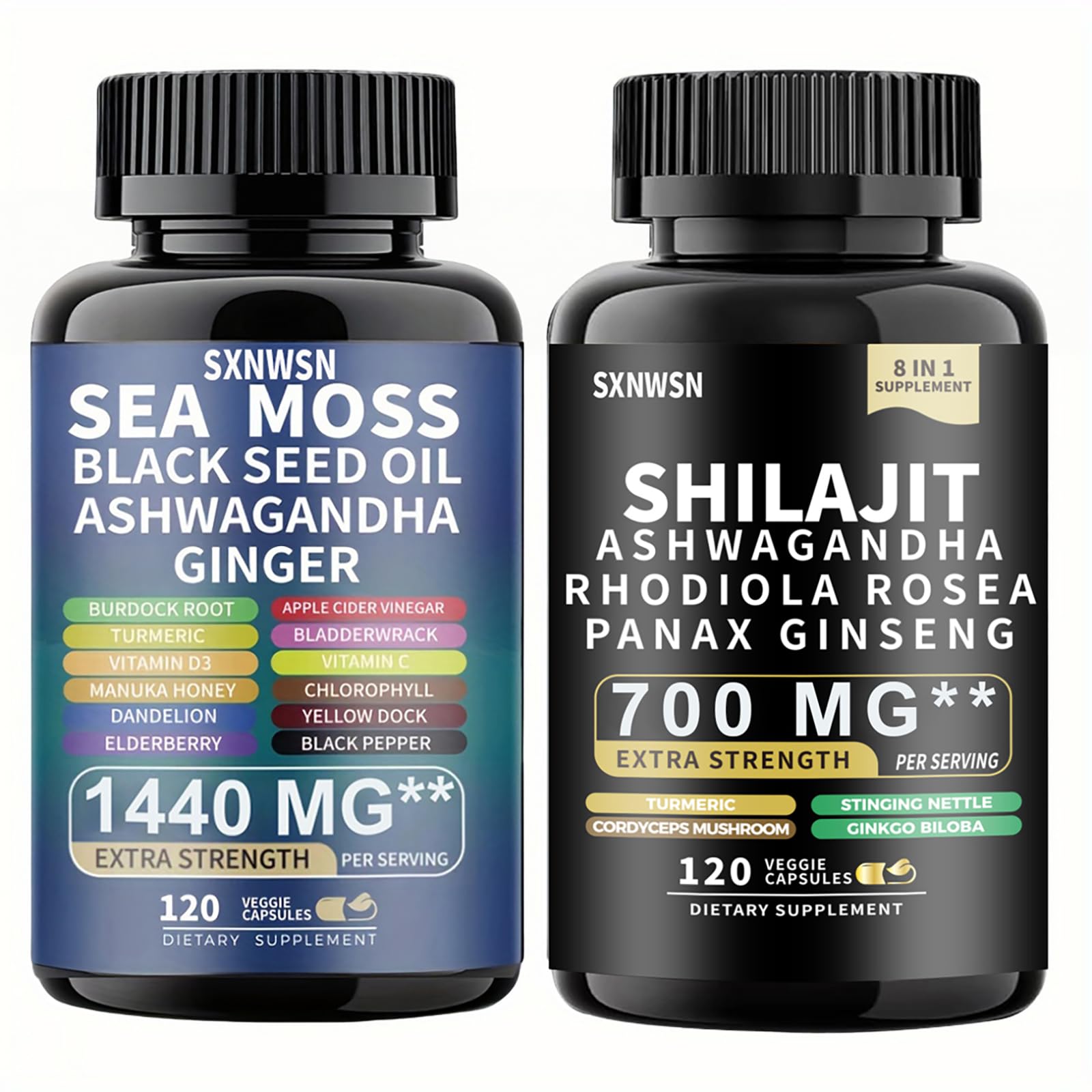 SXNWSN Shilajit Complex + Sea Moss Complex Set 240 Capsules