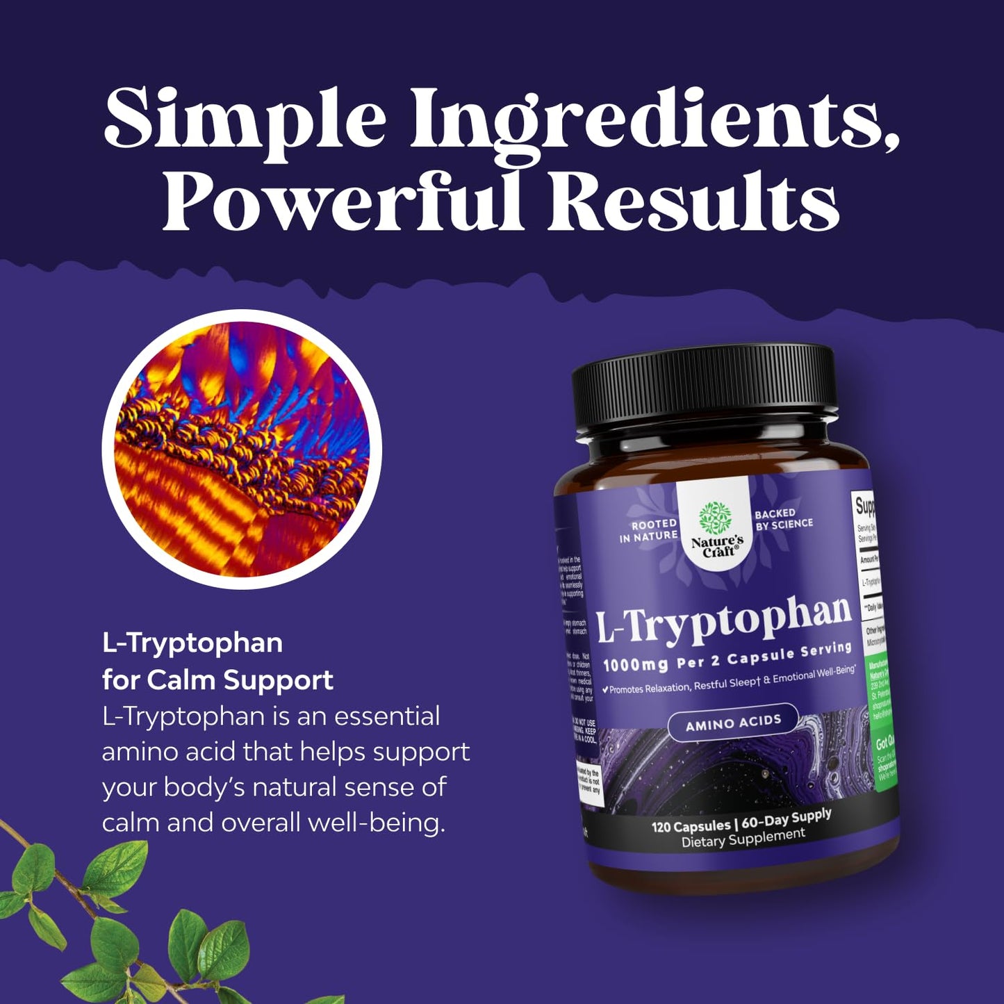Natures Craft L-Tryptophan Capsule 1000mg per Serving 120 Count