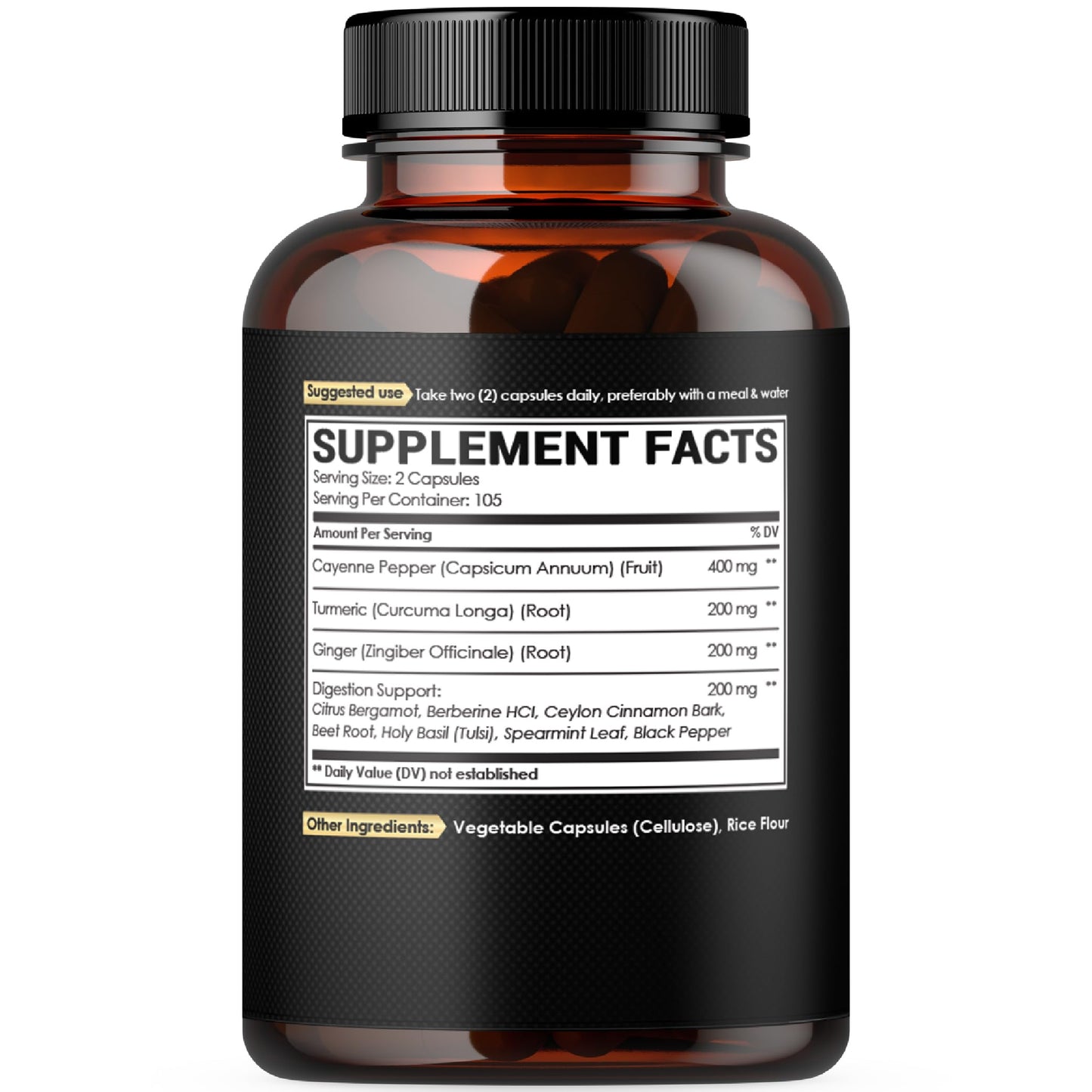NUQIIT Cayenne Pepper Supplement with Turmeric Curcumin Root, Ginger Root, Ceylon Cinnamon Bark & More, 210 Capsules
