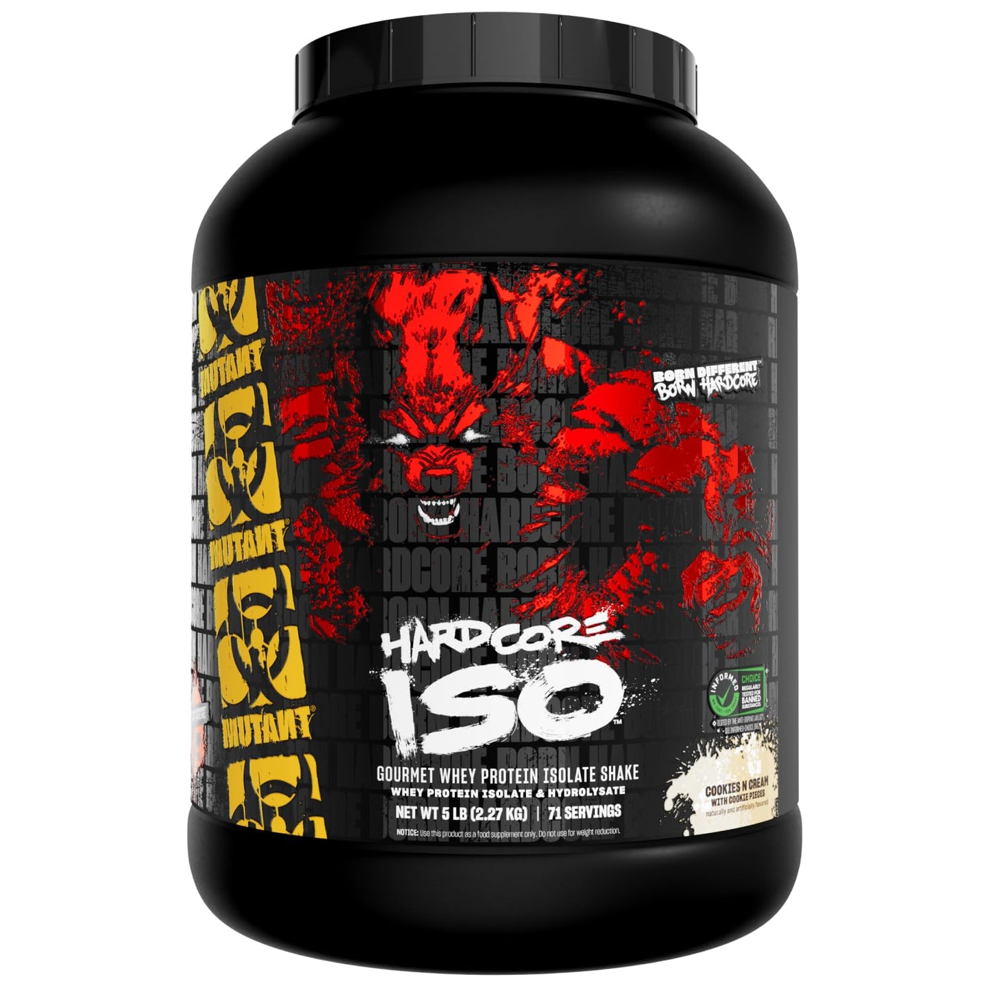 Mutant Hardcore ISO Whey Protein Isolate Powder, Cookies & Cream, 80