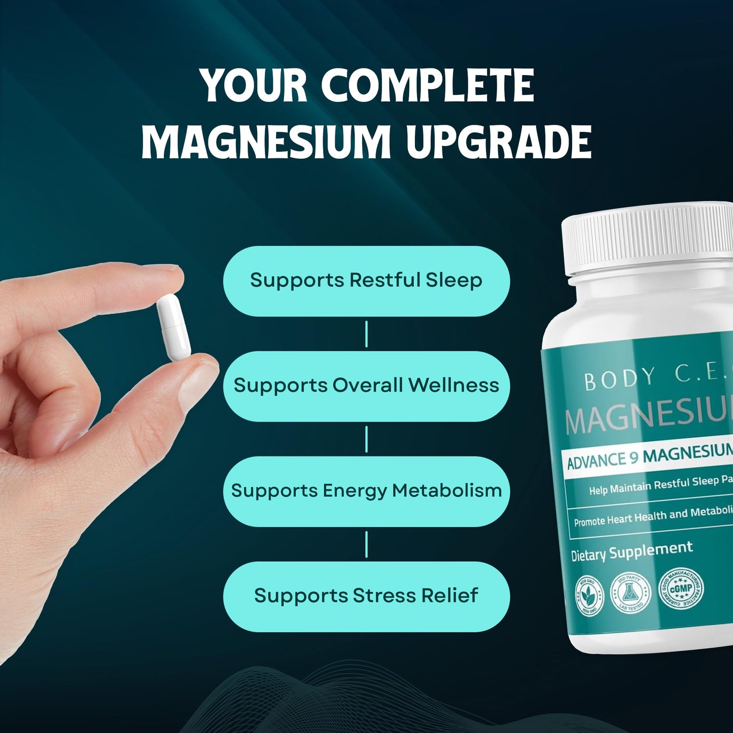 BODY C.E.O. EXECUTIVE OF SUPPLEMENTS Magnesium 9 Full-Spectrum Capsules, 60 Count