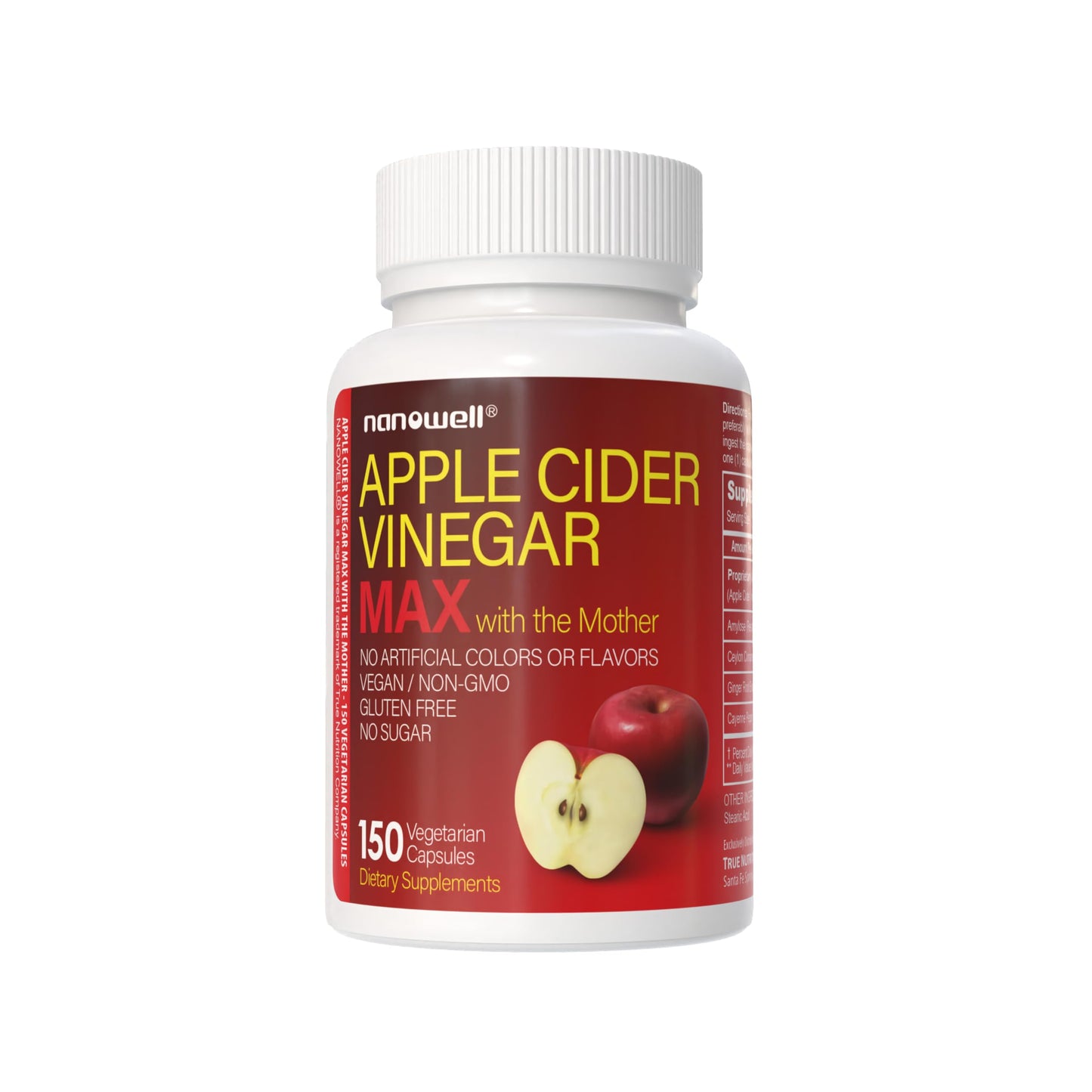 NANOWELL Apple Cider Vinegar Max with The Mother Detox & Wellness Supplement Capsule, 150 Count