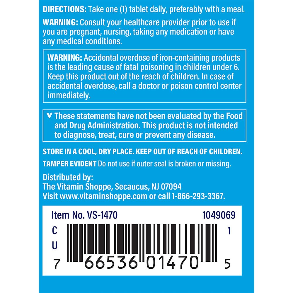 The Vitamin Shoppe Iron Complex 100 Tablets