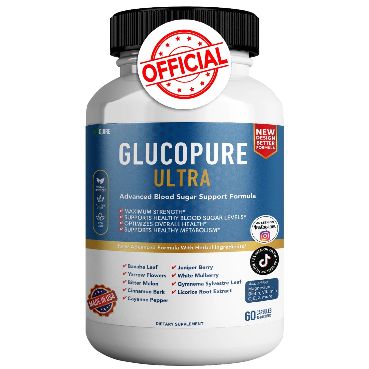 BIOQUIRE Gluco Pure Ultra Dietary Supplement 60 Capsules