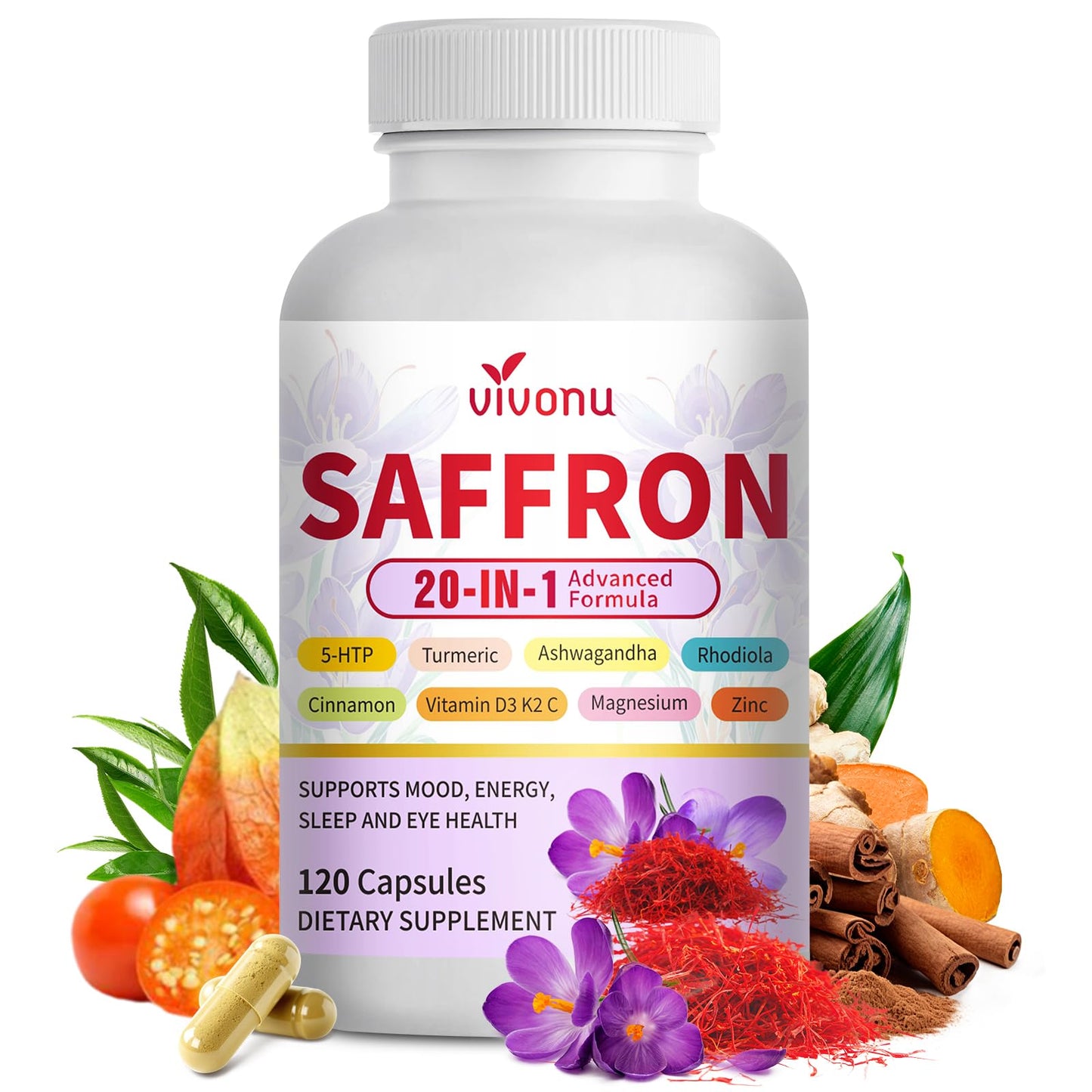 VivoNu Saffron Extract Capsules 120 Count