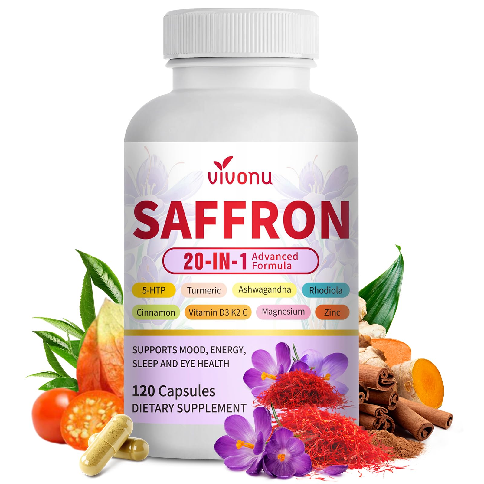 VivoNu Saffron Extract Capsules 120 Count