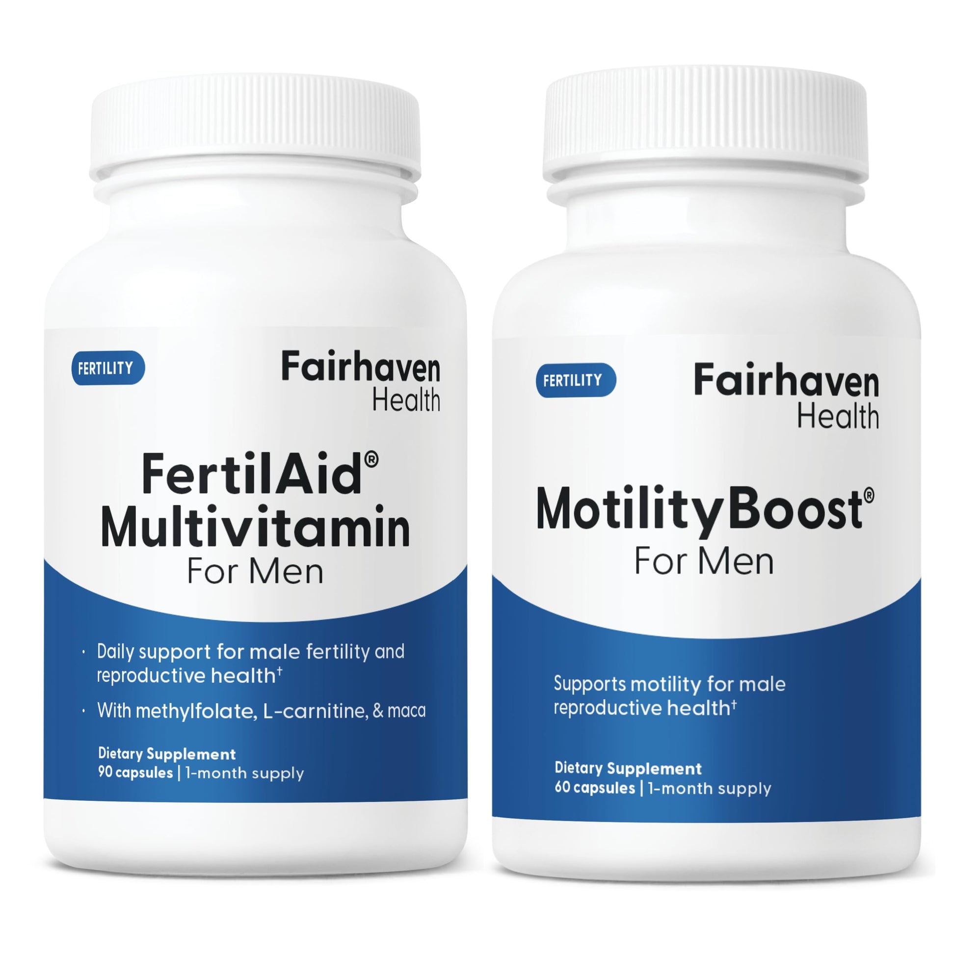 Fairhaven Health FertilAid for Men and MotilityBoost Combo Capsules, 150 Capsules